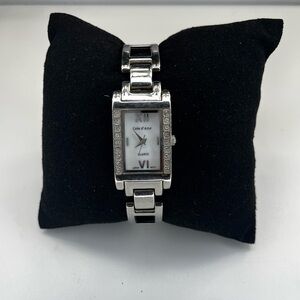 Vintage Cote d’Azur Mother Of Pearl Silver Tone Rhinestone Women’s Watch Dainty